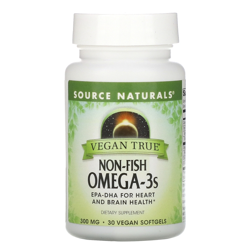 Source Naturals, Истинно Веган, Омега-3s, не рыбного происхождения 300 мг, 30 веганских капсул
