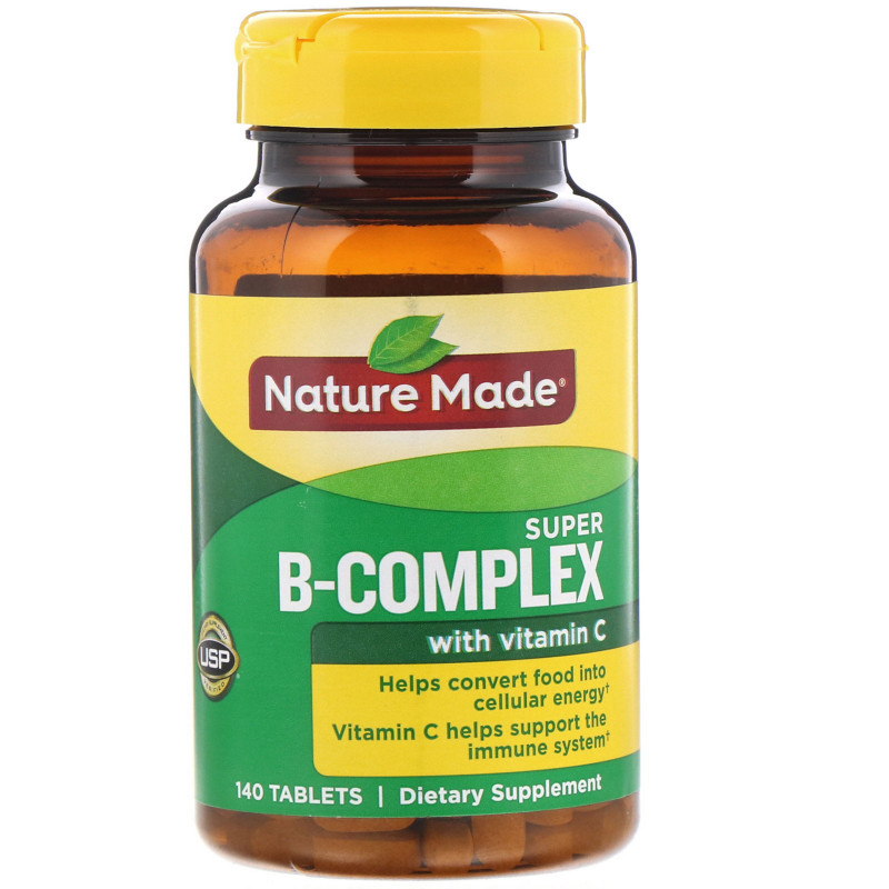 Nature Made, "Супер-B-комплекс", комплекс витаминов группы B с витамином C, 140 таблеток