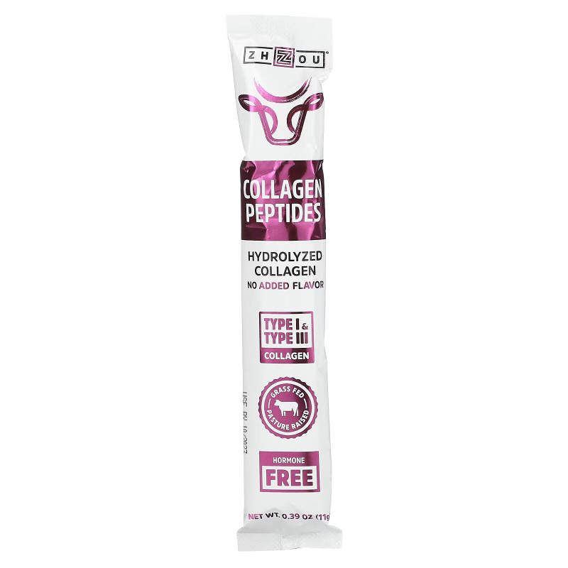 Zhou Nutrition, Collagen Peptides, Hydrolyzed Protein, Unflavored, 15 Stix, 0.39 oz (11 g) Each