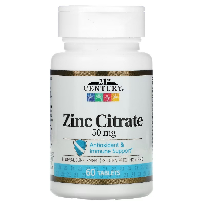 21st Century, Zinc Citrate, 50 mg, 60 Tablets