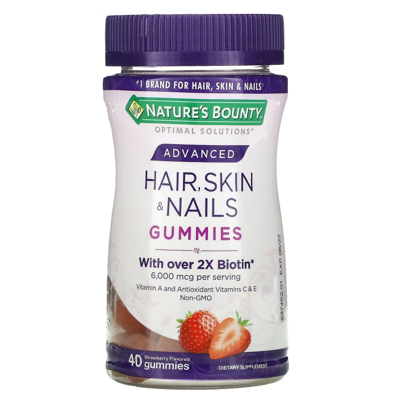 Nature's Bounty, Advanced Hair, Skin & Nails Gummies, Strawberry, 40 Gummies