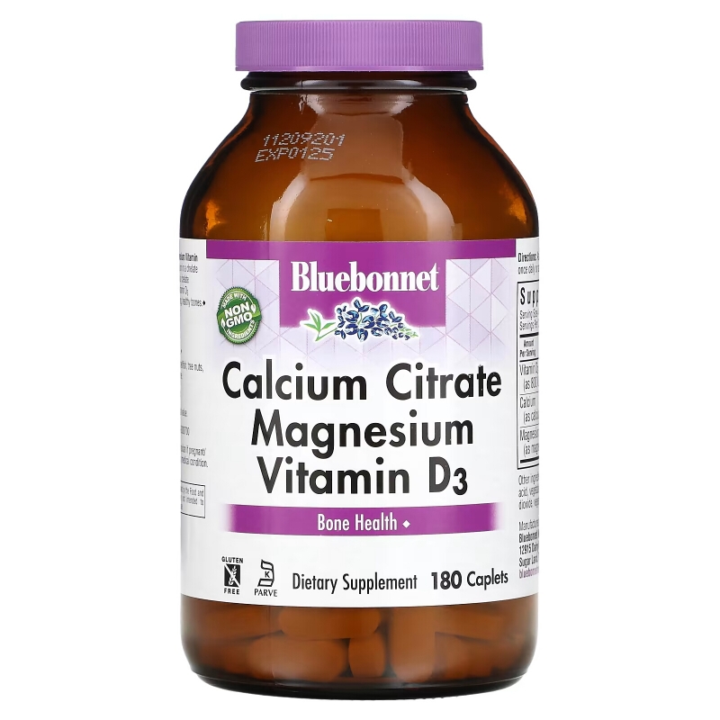 Bluebonnet Nutrition Цитрат кальция магний витамин D3 180 капсул