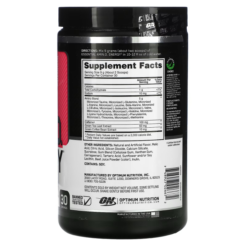 Optimum Nutrition, ESSENTIAL AMIN.O. ENERGY, Watermelon, 9.5 oz (270 g)