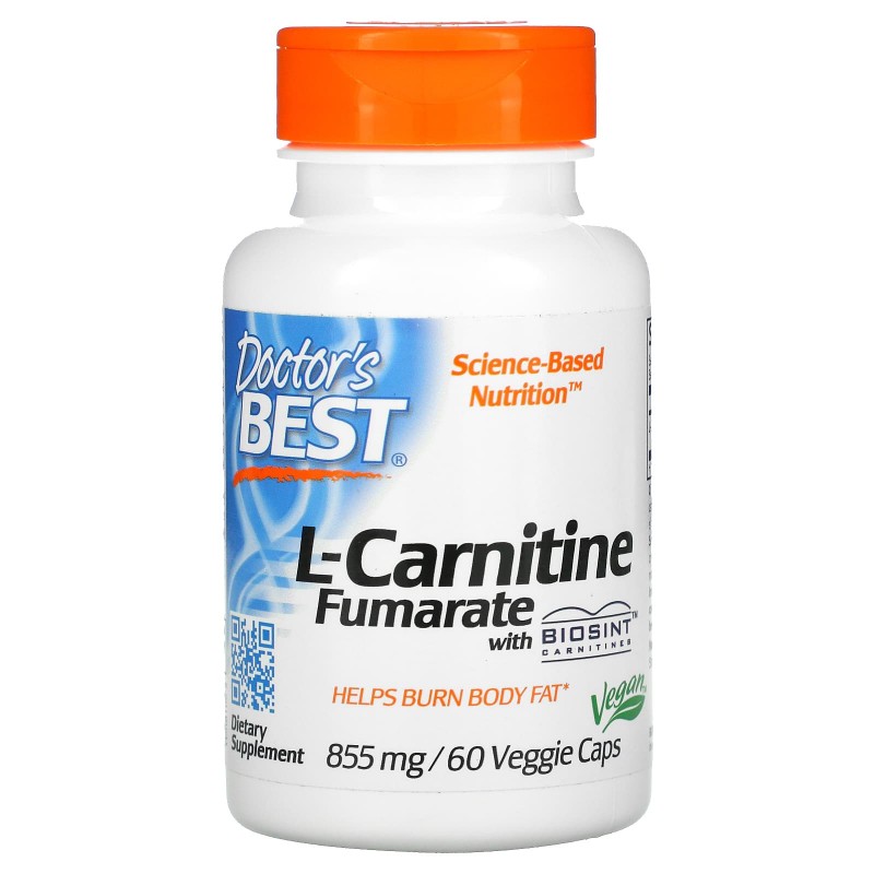 Doctor's Best, L-карнитин фумарат с биосинт карнитином, 855 мг, 60 вегакапсул