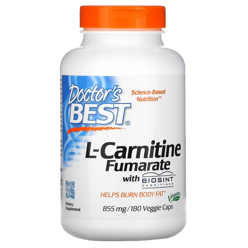 Doctor's Best, L-карнитин фумарат с карнитинами Biosint, 855 мг, 180 капсул в растительной оболочке