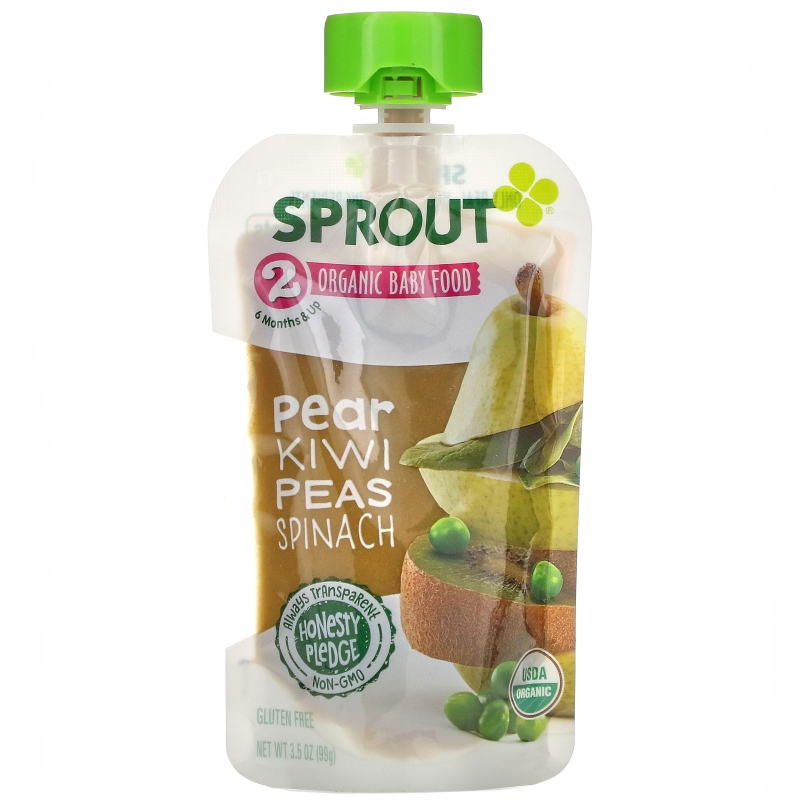 Sprout Organic, Organic Baby Food, 6 Months & Up, Pear Kiwi Peas Spinach, 3.5 oz (99 g)