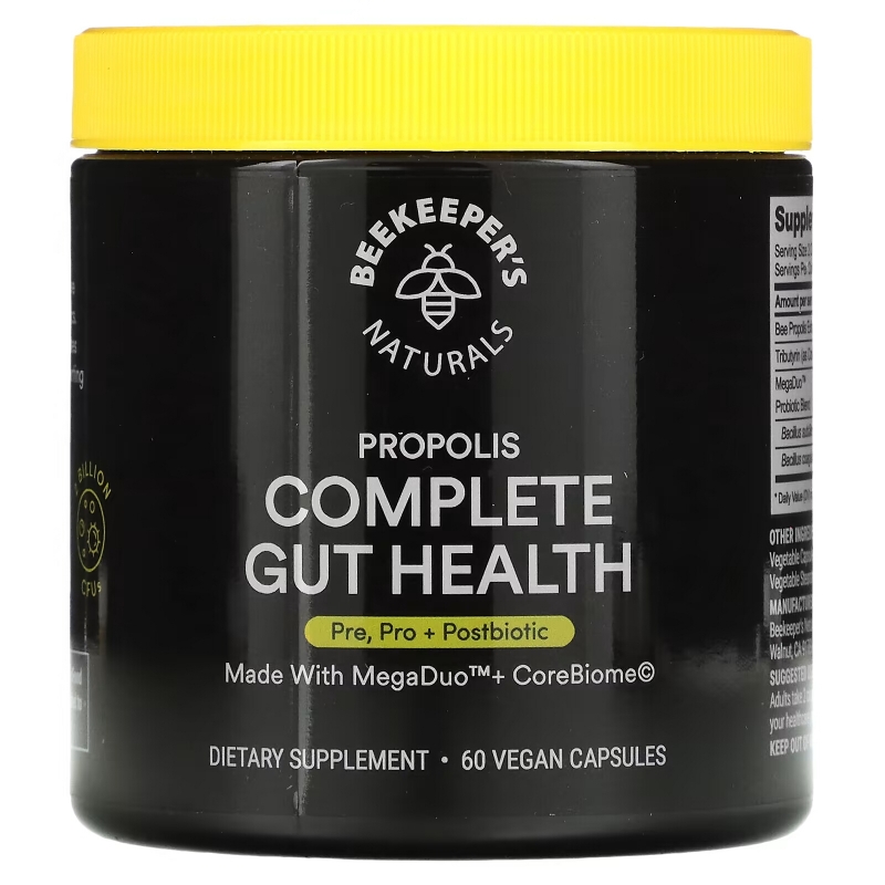 Beekeeper's Naturals, Propolis Complete Gut Health, 60 Vegetarian Capsules