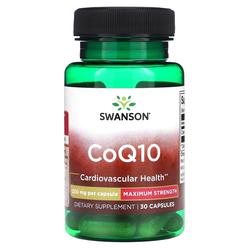 Swanson, Коэнзим Q10, максимальная эффективность, 200 мг, 30 капсул