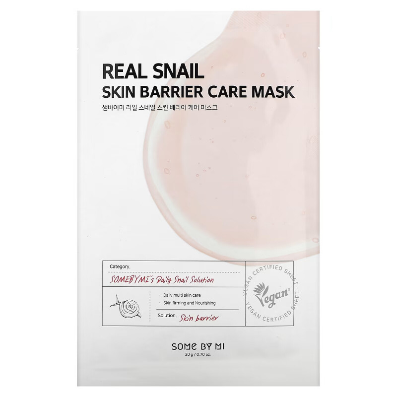 Some By Mi, Real Snail, Skin Barrier Care Beauty Mask, 1 Sheet, 0.7 oz (20 g)