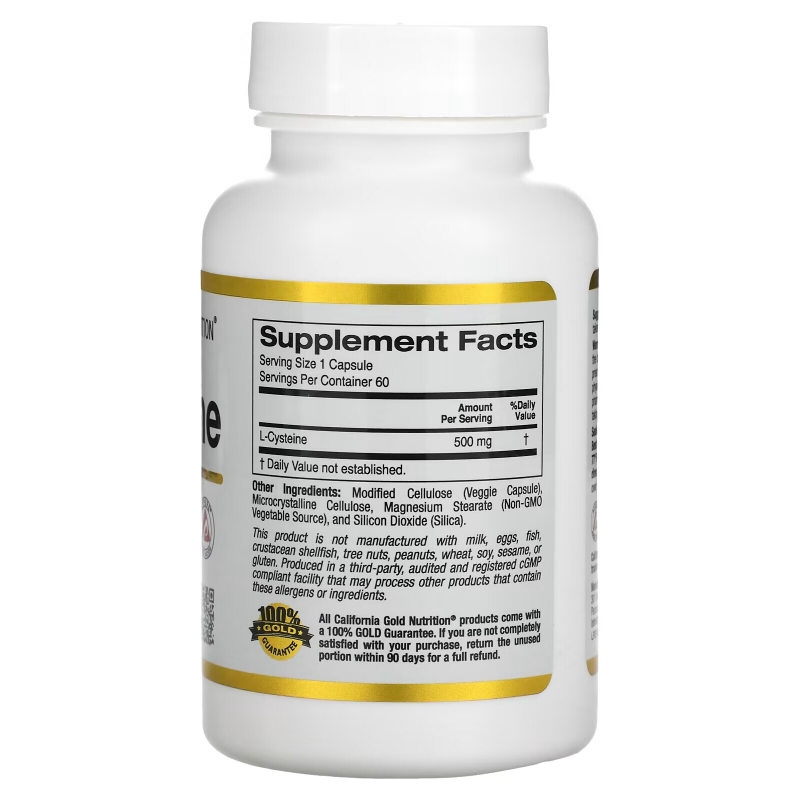 California Gold Nutrition, L-цистеин, AjiPure, 500 мг, 60 вегетарианских капсул