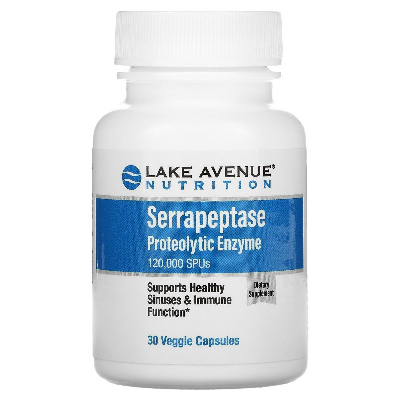 Lake Avenue Nutrition, Serrapeptase, Proteolytic Enzyme, 120,000 SPUs, 30 Veggie Capsules